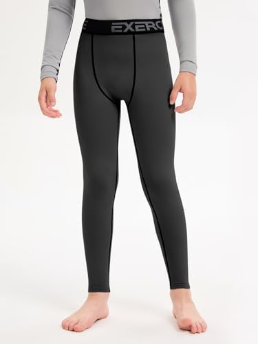 5-6 Packs Boys Compression Leggings, Youth Compression Pants Tights, Boys Leggings Base Layer for Sports3