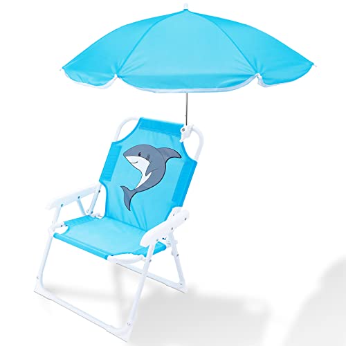 Wesiti Beach Chair With Umbrella Children's Beach Umbrella Camping Chair Kids Outdoor Beach Chair (Blue, Shark) #TOP8