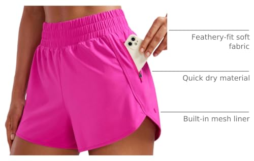 Image of CRZ YOGA Dolphin Athletic Shorts 3 inch | High Waisted, Mesh Liner, Quick Dry, Lightweight, A Zip Pocket, for Women