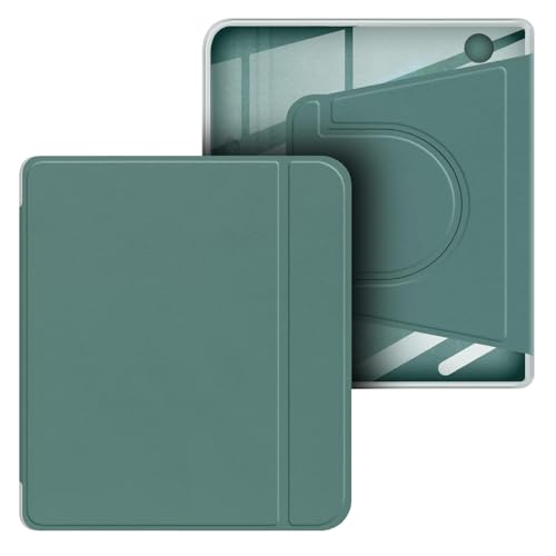 GIOPUEY Hülle für Tolino Vision Color/Vision 6 360 Grad Drehbare Abnehmbares Magnetisches Design Verstellbare Standabdeckung Transparente Rückseite - Dark Green