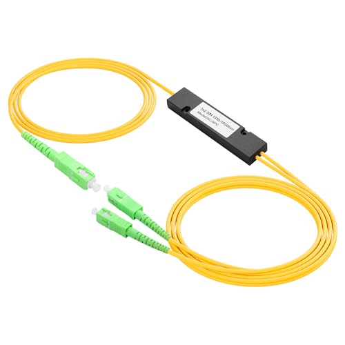 PNGKNYOCN SC APC divisor de fibra óptica，SC/APC 1x2 FBT monomodo divisor de fibra óptica para el sistema de comunicación de fibra óptica, fibra óptica LAN（Longitud total: 2M）