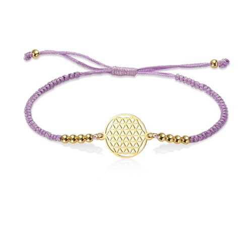 VASSAGO Pulsera de flor de la vida para mujer, ajustable, hecha a mano,...