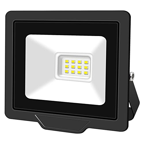 AUXTINGS Projecteurs LED Extérieur,10W 1000lm Eclairage de Sécurité Spot LED Extérieur Puissant, Blanc 6000K Lumineuse Lampe pour Entrepôt Garage Stade Arrière-cour,175V-260V IP66 Imperméable Cover