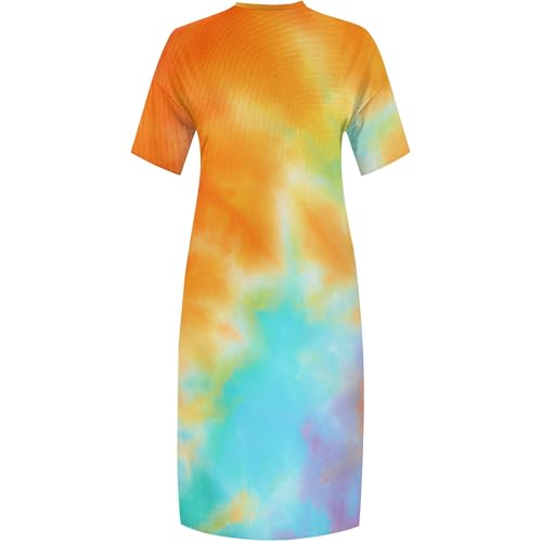 Image of SUZONANA Plus Size Dresses for Curvy Women Maxi Dress Tie Dye Oversized Summer Outfits Short Sleeve Long Casual Sundresses 5XL
