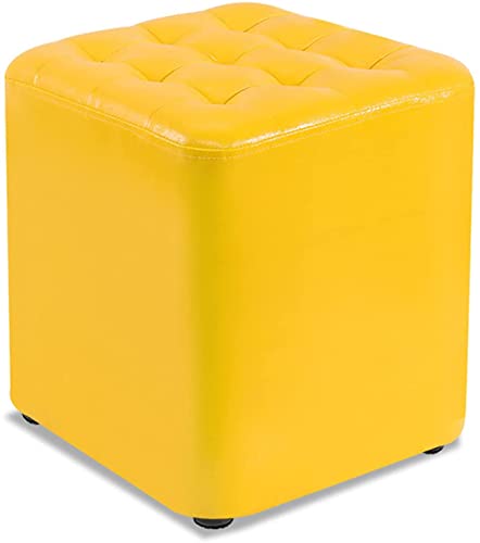 JIOWEUOE Changing Room Chair, Shoe Bench, Footstool, Round/Square, Made of Artificial Leather, with Foot Pads, Soft and Comfortable, Yellow Square, Dimensions: 31x31x35 cm,Yellow Square-31x31x35cm