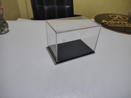 Image of Clear Acrylic Display Box with Black Base, Transparent Showcase Case for Collectibles and Figurines