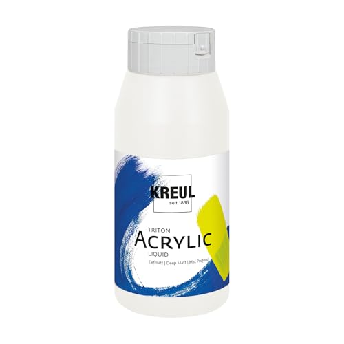 KREUL 17075 - Triton Acrylic Liquid Titanweiß 750 ml Hochwertige Künstler-Acrylfarbe in Studienqualität mit leicht fließendem Charakter tiefmatt auftrocknend
