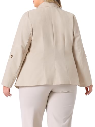 Agnes Orinda Women's Plus Size Linen Cotton Blazers Button Lightweight Office Work Business Suit Jackets4