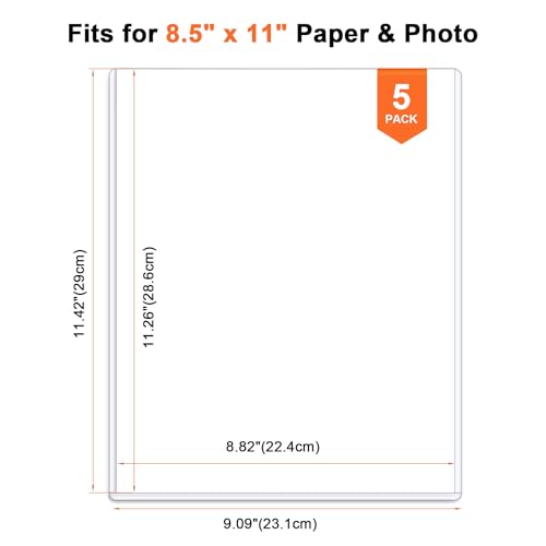 Ndsox 5 Pack 8.5" x 11" Rigid Print Protectors Clear Hard Plastic Sheet Protectors Top Loading for Birth Certificates, Documents, Posters, Photos, Meuns, Heavy Duty No-Hole Plastic Document Sleeves - Image 2