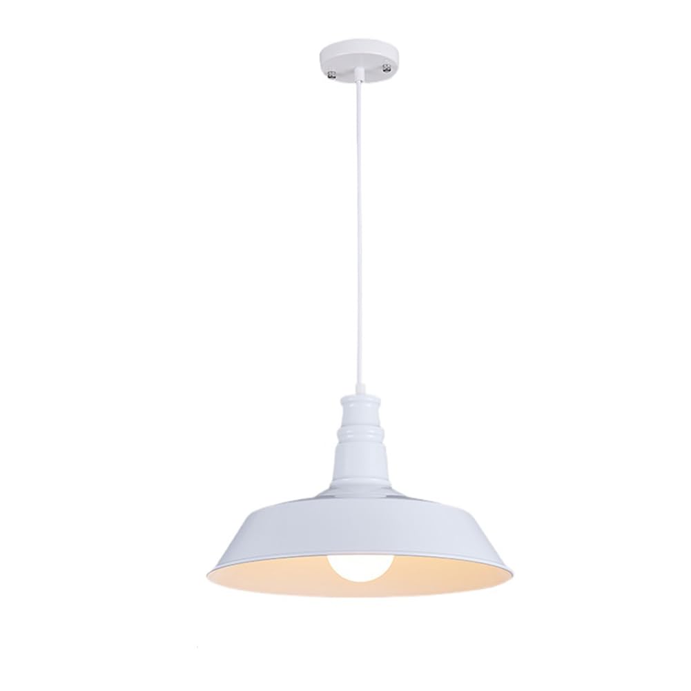 Retro bunte Metalleisen-Hängeleuchte, Vintage, Industrie-Lampe, einfache Hängeleuchte, rustikale Beleuchtung für Küche Island Bar Tisch Laundry Room (Gelb, 18,1 Zoll) (Weiß, 10,2 Zoll)