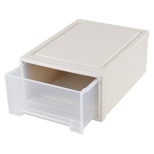 Ikando 18 L Plastic Stackable Storage Drawer Units, Desktop Stacking Frontbox, 1 Pack