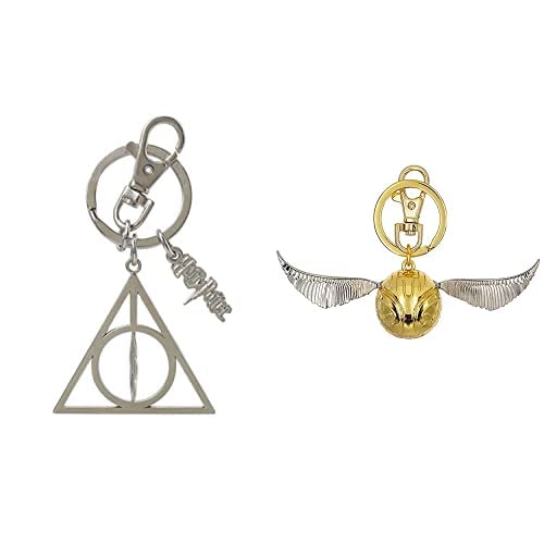 Harry Potter Gold Snitch Pewter Key Ring And Deathly Hallows