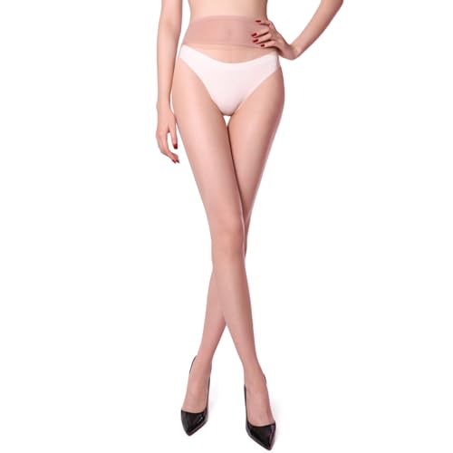 Sheer Seamless Pantyhose for Women 5 Denier 360° Seamless Crotch Tights Women's Control Top Stockings