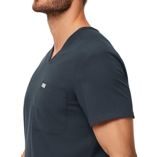 Image of FIGS Chisec Scrub Top for Men - 3 Pockets, Tailored Fit, Squared V-Neck, 4-Way Stretch, Moisture-Wicking