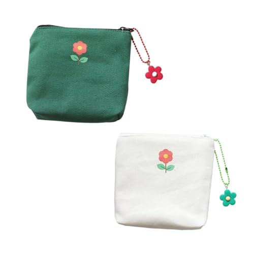 FRCOLOR 2pcs Practical Storage Bag Zipper Coin Bag Canvas Small Storage for Napkins Cash