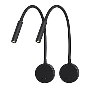 DAWALIGHT Lampe de Lecture Murale Col de cygne 400 mm clairage lot de 2 LED 3W 3000K Blanc chaud Murale de chevet avec Interrupteur pour chambre salon livres, Noir