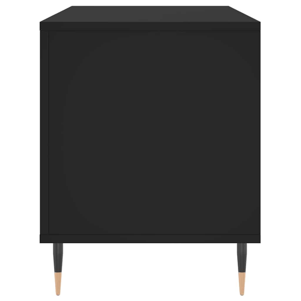 Armadio per dischi in legno, nero, 100 x 38 x 48 cm | Robusto supporto per LP da soggiorno con gambe in ferro resistenti e molto spazio per la tua collezione di dischi in vinile.