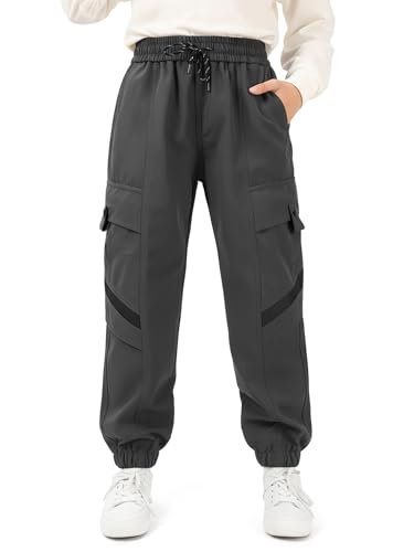 Image of SERENYOU Kids Boys Hiking Trousers Elasticated Waistband Outdoor Walking Trekking Pants 11-12 Years, Size 160 Grey