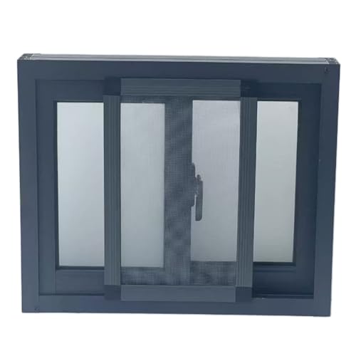 Dark Gray Shed Sliding Windows, with Frosted Glass and Screens, Sealed and Quiet, Easy to Install, Suitable for Tool Sheds, Chicken Coops, Homes, and Garages(50x60cm/20x24in)
