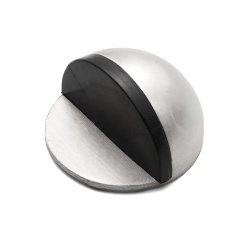 Image of KTHZI 1Pcs Self-Adhesive Door Stoppers for Floor - Stainless Steel Half Moon Door Stop with Adhesive Pads, Oval Wall Protector for Hard Floor, Glass, Home and Office Use (Silver)