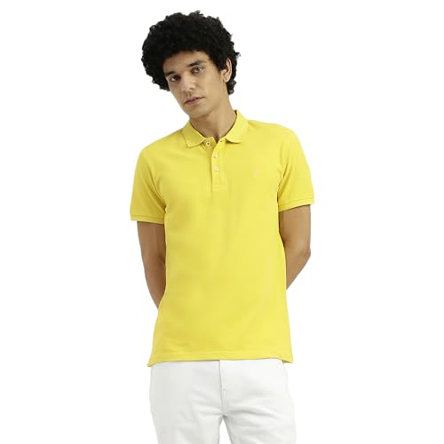 Image of United Colors of Benetton Regular Fit Ribbed Collar Solid T-Shirt