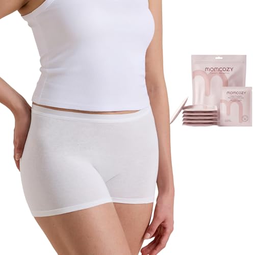 Momcozy Wochenbett Unterwäsche Baumwolle 7er Set Wöchnerinnen Slips atmungsaktive Einweg Unterhosen Damen mit mittelhohem Bund und breitem Zwickel Weiß XL