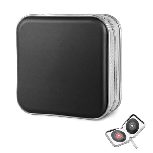 Image of squishy CD Cover Pouch, 40 Capacity Disc Holder for Music Collectors and DJs, Compact DVD Case for Organizing Home Media Collections, Storage Solution for CDs and DVDs, Black