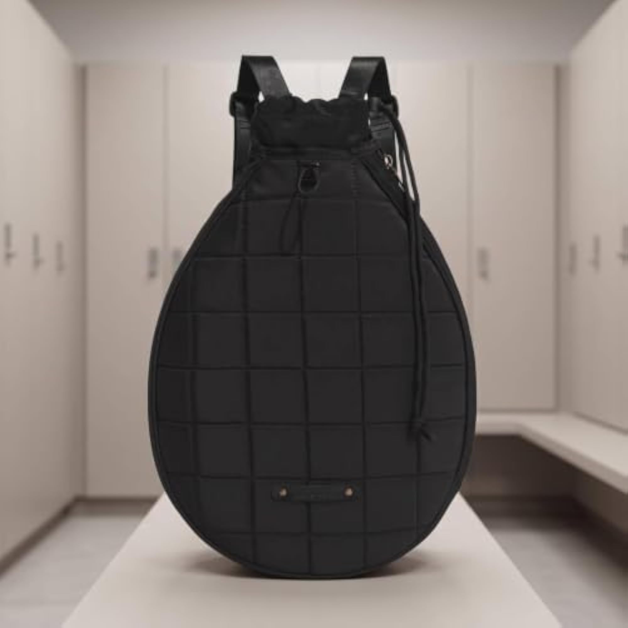 Padded Quilted Teardrop Backpack for Gym Use, Black