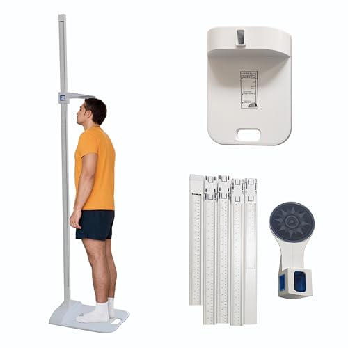 Height Measurement Scale, Portable Dual-Scale Height Gauge Ruler, Five-Section Height Measuring Rod Tool with 8” to 82” Measuring Range Movable Positioner for Home Gym School