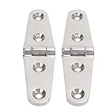 Natudeco 1 Pair Heavy Duty Strap Hinge Outdoor Industrial Strap Hinges 316 Stainless Steel Marine Boat Home Hardware with Holes for Door Gate Shed Barn Furniture (2 Holes: 103x27mm/4.06x1.06in)