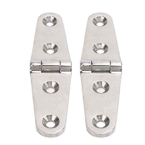 Natudeco 1 Pair Heavy Duty Strap Hinge Outdoor Industrial Strap Hinges 316 Stainless Steel Marine Boat Home Hardware with Holes for Door Gate Shed Barn Furniture (2 Holes: 103x27mm/4.06x1.06in)