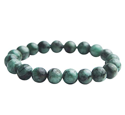 Bracelet émeraude verte naturelle 12mm en pierres précieuses d'exception