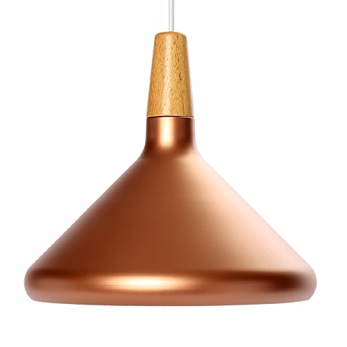 Chrasy E27 Moderne Suspensions Luminaires Aluminium et Bois Suspensions Luminaires Eclairage de Plafond Plafonnier Lustre Plafond de Suspensions Lumiere Pendentif Suspensions éclairage(Bronze)
