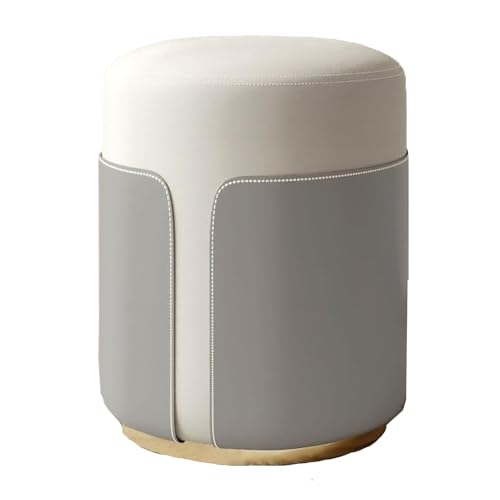Taburete redondo de cuero con base, silla de maquillaje otomana moderna, reposapiés para manicura, taburete de tocador para sala de estar y dormitorio