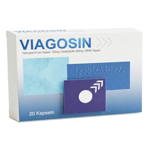 VIAGOSIN - 600 Milligramm für Männer - Sofort & Standfest - 20 Kapseln hochdosiert & extra stark...