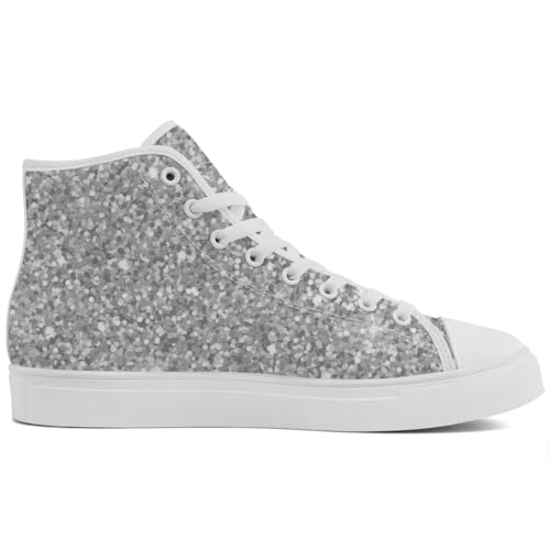 Women's Glitter Shoes High Top Canvas Sneakers Lace Up Casual Walking Shoes2