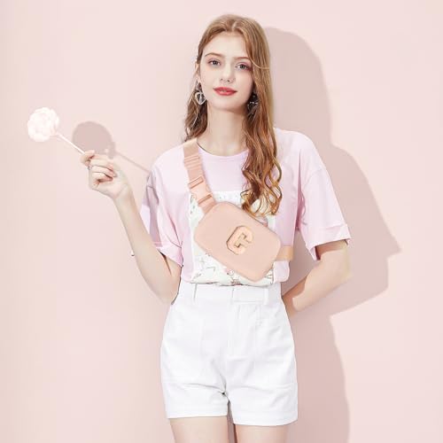 Image of Gitus Gifts for 8 9 10 11 12 Year Old Girls Belt Bag Fanny Pack Crossbody Bags with Initial Letter Patch Cute Stuff Birthday Gifts for Teen Girls Women Personalized Trend Stuff (Coral Pink-C)