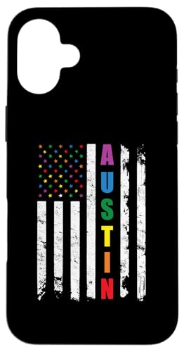 Austin Texas LGBTQ Gay Pride Month American Flag Rainbow Custodia per iPhone 16 Plus