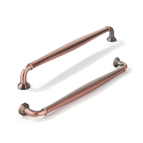 khtumeware 10 Pack 8 Inch(203mm) Brushed Antique Copper Cabinet Pulls Vintage Cabinet Handles Heavy Duty Solid Cabinet Hardware for Cupboard Drawer Pulls Dresser Handle