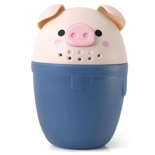 Hoomyew Cute Baby Shampoo Rinse Cup Baby Piggy Cartoon Bath Rinser Pail Wash Hair And Wash Out Shampoo Protecting Infant Eyes Ba