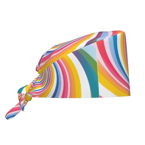 Gorro de trabajo transpirable, diseño de vórtice arcoíris, colorido, médico, cirujano, unisex, para mujeres y hombres