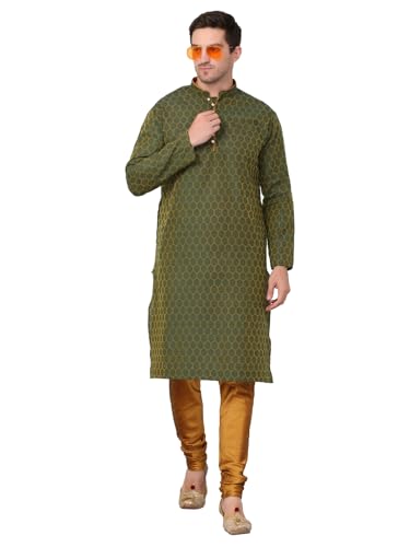 Image of Men's Cotton Jacquard Kurta and Churidar Set