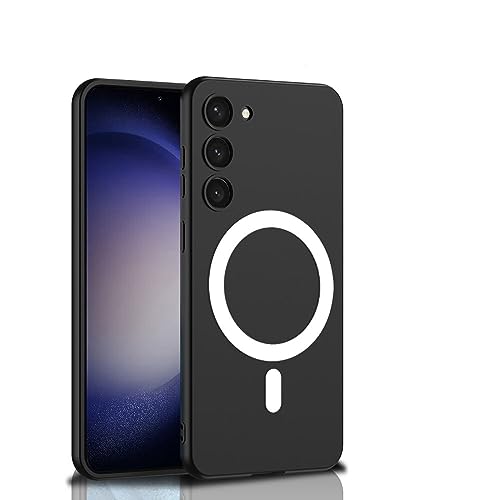 Samsung Galaxy S23 ile Uyumlu Kılıfı Kamera Lens Korumalı M-Safe Şarj Özellikli Sert Silikon İnce Kapak Kıpta Siyah