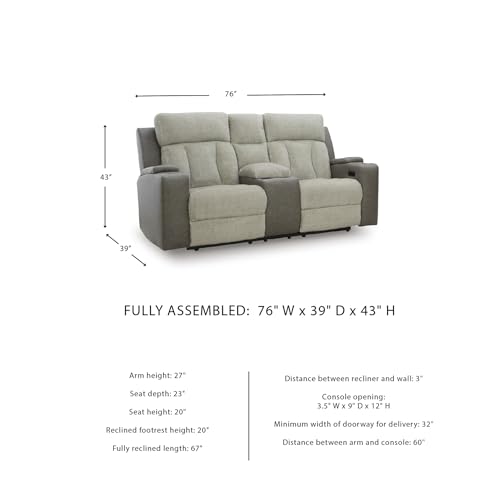 Image of Signature Design by Ashley Power Reclining Loveseat with Console, Sisal