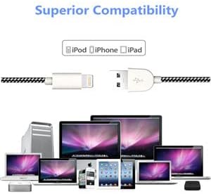 iPhone Charger Cable MFi Certified Lightning Cord 5Pack 3FT/6Foot/10Feet Sharllen Nylon Braided iPhone Charger USB Fast Charging&Syncing Wire Compatible iPhone12/11Pro/XS/Max/XR/X/8P/7/6/iPad White