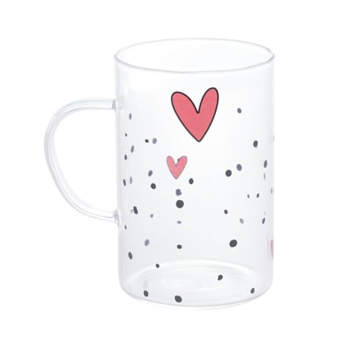 WOLFF - Conjunto 2 Canecas de Vidro Borossilicato Resistente a Calor Heart 280ml