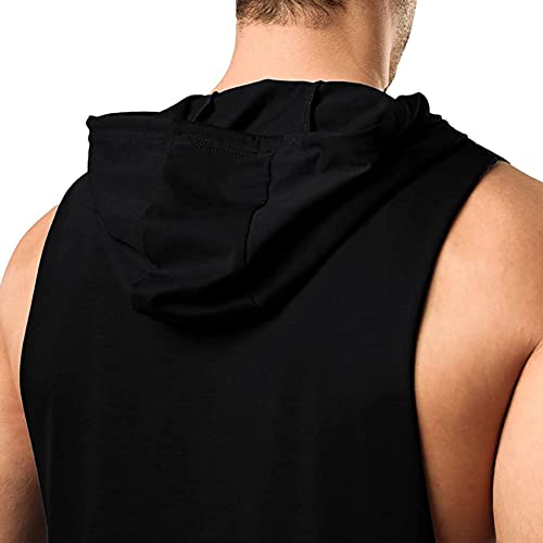 Men's Workout Sleeveless Hoodies Athletic Training Cotton Gym Hooded Tank Tops Sports Bodybuilding Fitness Muscle T Shirts - Image 4