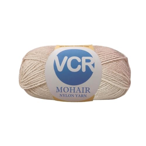 Image of VCR Mohair Nylon Light Brown Yarn, 100 Grams Hank, 196 Meters Length, Acrylic 75%, Mohair Nylon 25%, Pack of 1 Yarn, Soft Crosia Threads, Suitable for Winter Garments.