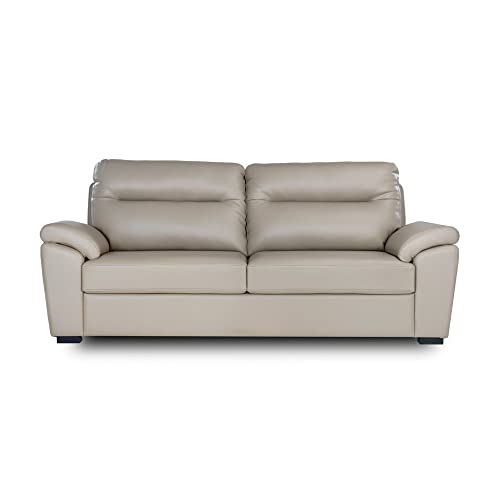 Image of Wakefit 6 Seater Sofa Set | 3+2+1 Seater, Cappuccino | Neem Wood & Leatherette Fabric | 94.9cm H x 215.9cm L x 93.9cm W