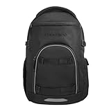coocazoo Byte Schulrucksack „Black Coal”, schwarz, ergonomischer & anpassbarer Tornister, höhen- & größenverstellbar, mit Brustgurt & Hüftgurt, ab der 3. Klasse